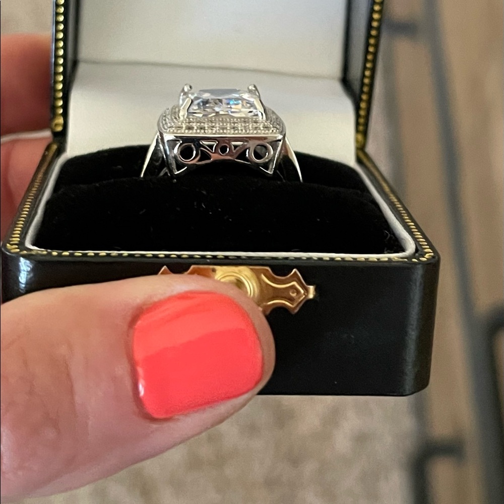 Solid Sterling Silver Size 7 Moissanite Engagemen… - image 5